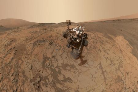 This self-portrait of NASA's Curiosity Mars rover shows the vehicle at the "Mojave" site. Curiosity and the Opportunity are both currently undergoing technical problems on Mars.  (Photo by NASA/JPL-Caltech/MSSS via Getty Images)