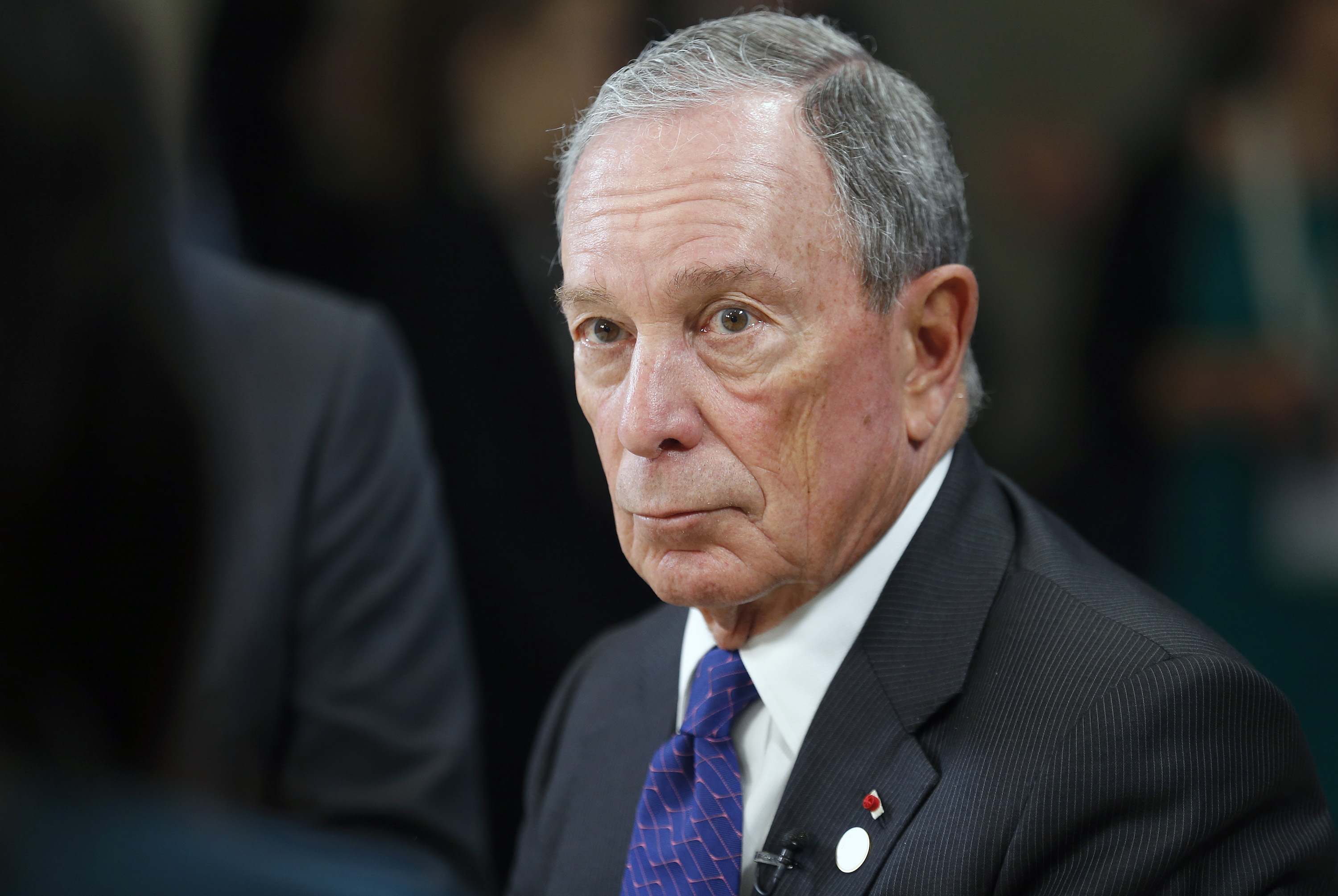 Special envoy to the United Nations for climate change Michael Bloomberg speaks to a journalist during the One Planet Summit at the Seine Musicale on the Ile Sequin on December 12 in Boulogne-Billancourt, France. Around 50 world leaders and environmental activists are taking part in a major climate summit in Paris called "One Planet Summit" two years after Paris Agreement Cop 21.  (Photo by Chesnot/Getty Images)