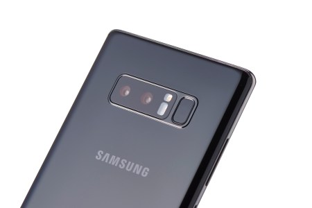 Detail of the rear camera on a Samsung Note 8 smartphone, taken on September 6, 2017. (Photo by Olly Curtis/T3 Magazine via Getty Images)