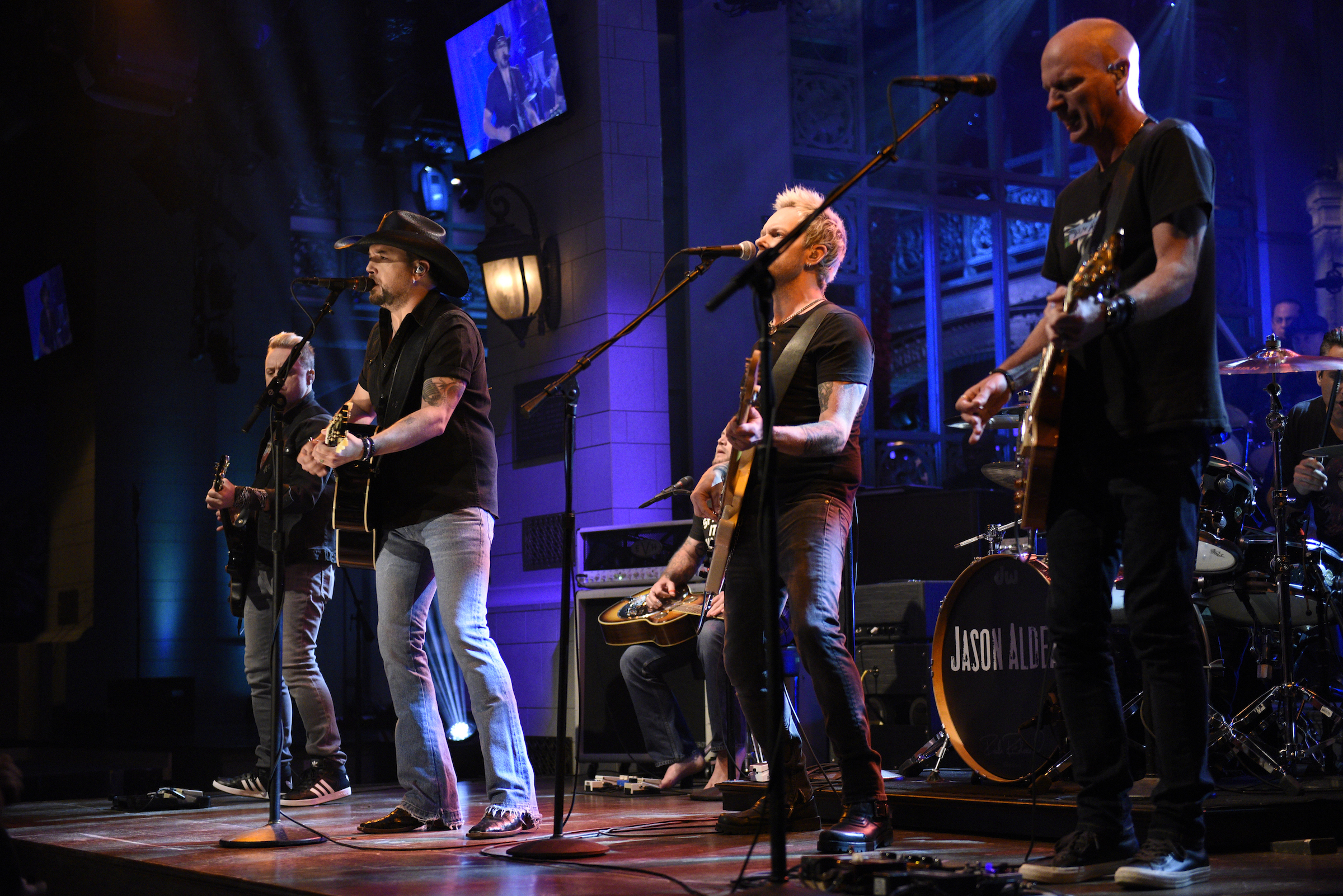 Jason Aldean performs "I Won't Back Down" in Studio 8H on October 7, 2017 to honor the victims and survivors of the Las Vegas shooting. Country music has spent the past year grappling with the tragedy. (Photo by Will Heath/NBC/NBCU Photo Bank via Getty Images)