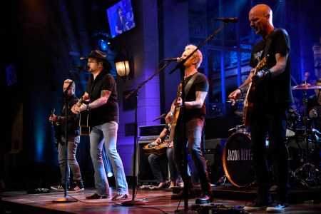 Jason Aldean performs "I Won't Back Down" in Studio 8H on October 7, 2017 to honor the victims and survivors of the Las Vegas shooting. Country music has spent the past year grappling with the tragedy. (Photo by Will Heath/NBC/NBCU Photo Bank via Getty Images)
