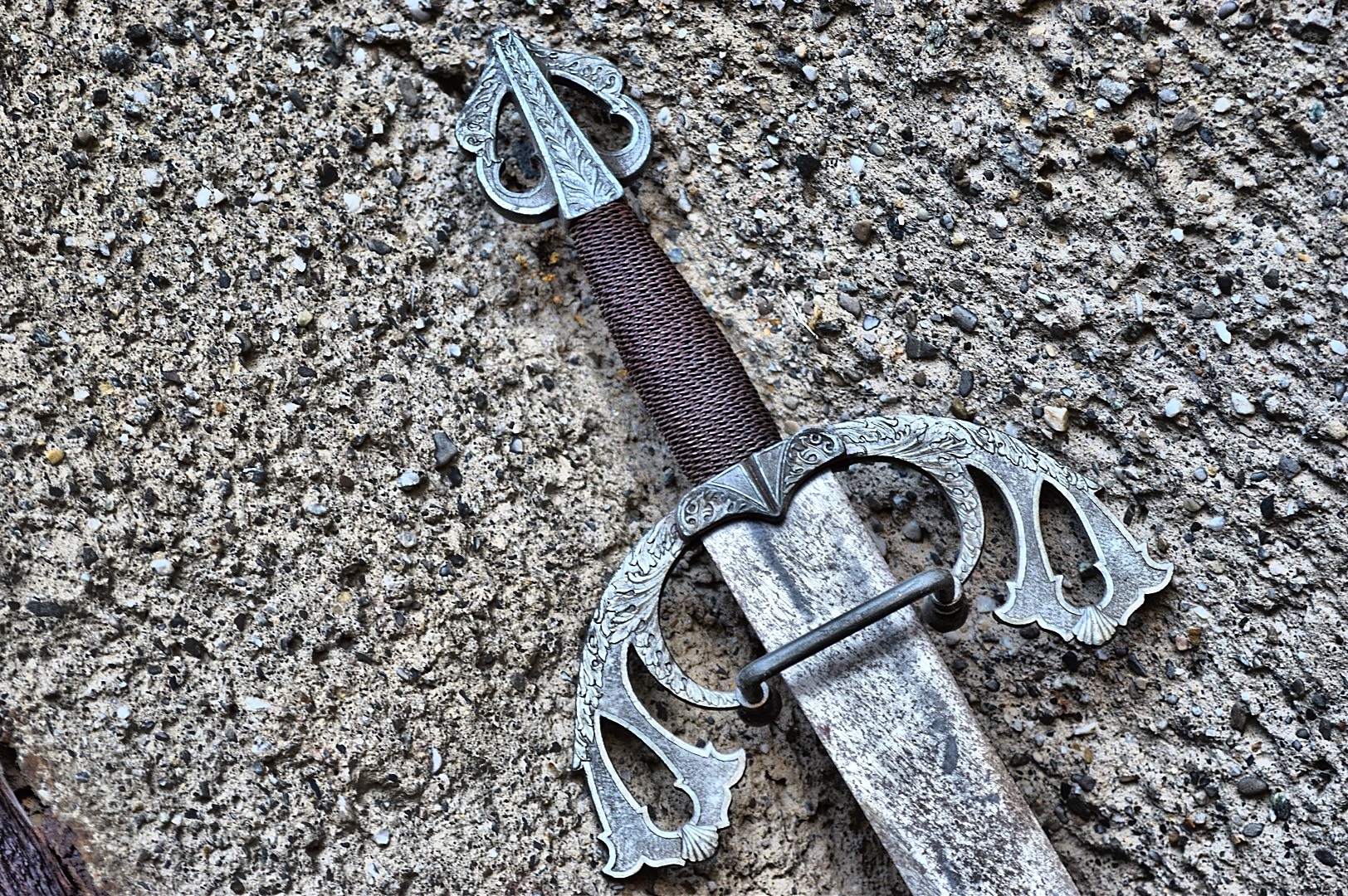 Close-Up Of Sword On Wall. An eight-year-old in Sweden recently discovered a 1,500-year-old sword at the bottom of a lake. (Photo by Alexandar Kling/EyeEm/Getty Images)