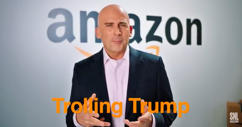 Steve Carrell playing Jeff Bezos on "SNL" (Photo credit: NBC)