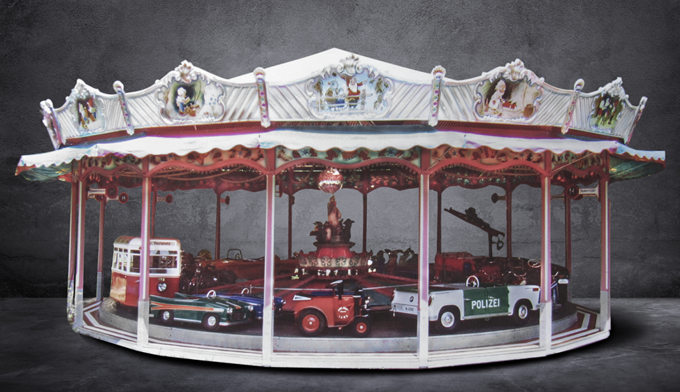 A car carousel manufactured by Wilhelm Hennecke of Germany in 1957. (Barrett-Jackson)