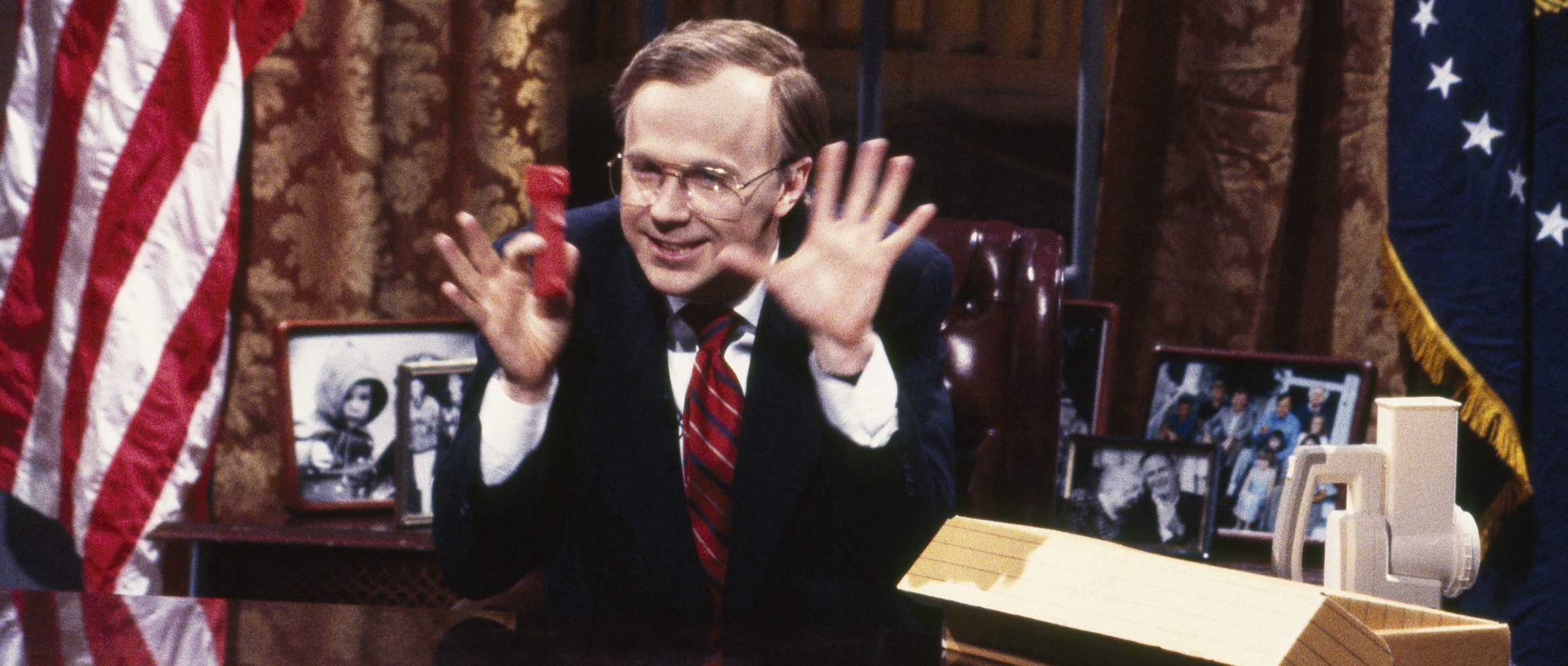 Dana Carvey as George Bush on SATURDAY NIGHT LIVE  (Photo by Alan Singer/NBC/NBCU Photo Bank via Getty Images)