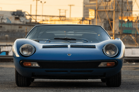 The 1971 Lamborghini Miura P400 SV by Bertone which is being sold by RM Sotheby's at the Petersen Automotive Museum Auction. (RM Sotheby's)