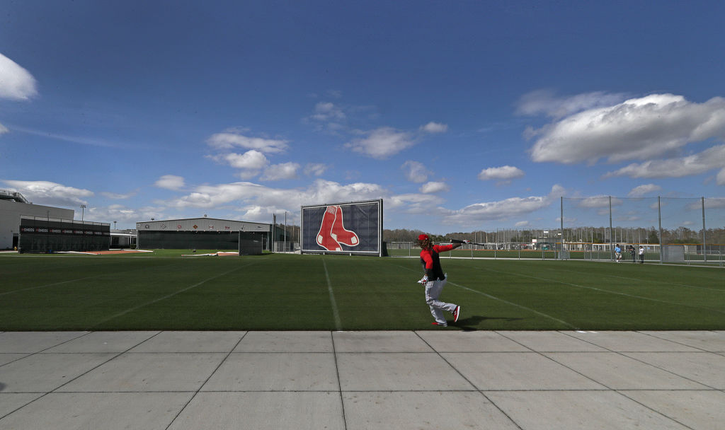 FORT MYERS, FL - FEBRUARY 16: Boston Red Sox first baseman Hanley Ramirez heads to the clubhouse after an informal workout with position players during day four of spring training at Jet Blue Park in Fort Myers, FL on Feb. 16, 2017. (Photo by Barry Chin/The Boston Globe via Getty Images)