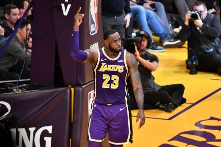 LOS ANGELES, CALIFORNIA - MARCH 06: LeBron James #23 of the Los Angeles Lakers scores to pass Michael Jordan and move to #4 on the NBA's all-time scoring list during the second quarter against the Denver Nuggets at Staples Center on March 06, 2019 in Los Angeles, California. (Photo by Allen Berezovsky/Getty Images)