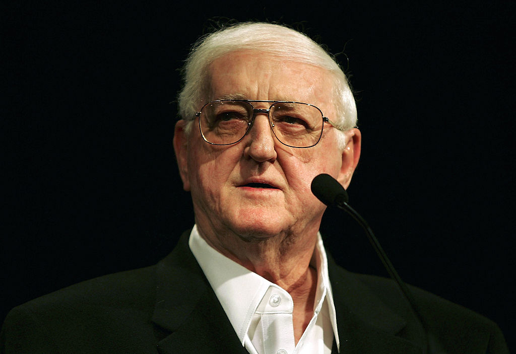 AUGUSTA, GA - APRIL 6:  Golf Writer Dan Jenkins speaks during the Golf Writers Association of America Awards Dinner on April 6, 2005 in Augusta, Georgia. (Photo by Andrew Redington/Getty Images)