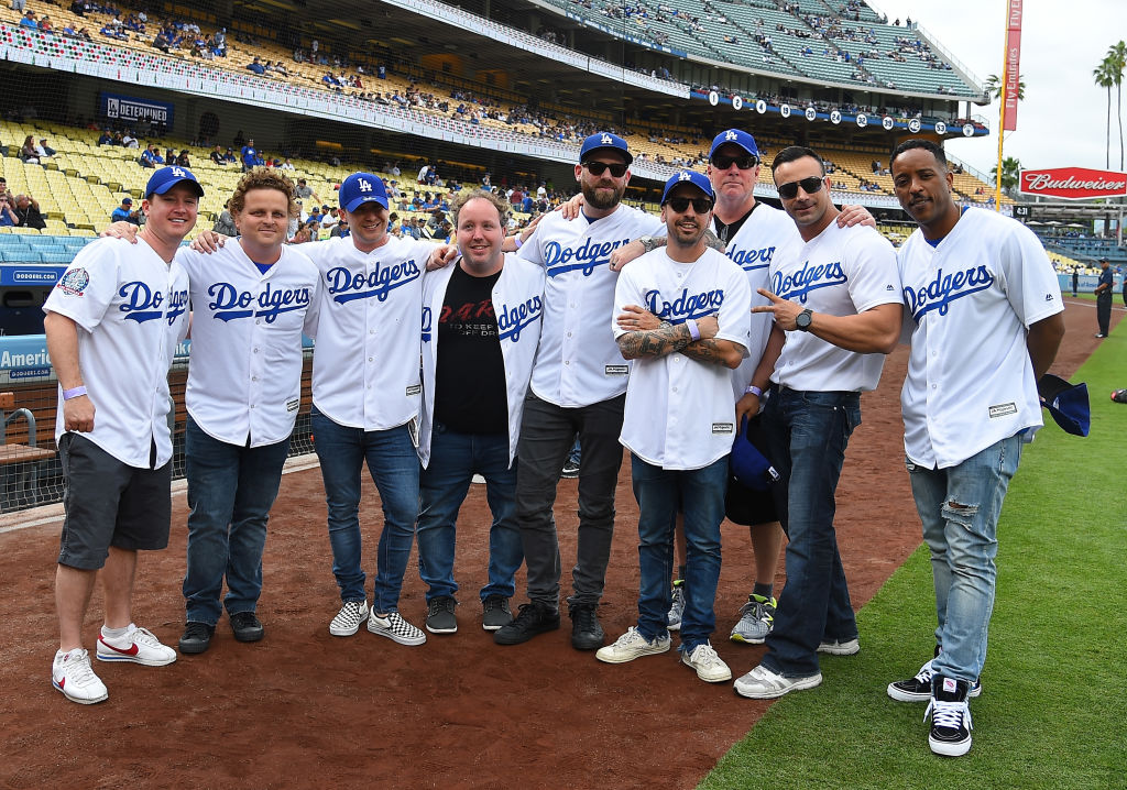 LOS ANGELES, CA - JUNE 16:  The cast of the  "The Sandlot" celebrate the movie's 25th anniversary with a special reunion before the game between the Los Angeles Dodgers and the San Francisco Giants at Dodger Stadium on June 16, 2018 in Los Angeles, California.  (Photo by Jayne Kamin-Oncea/Getty Images)