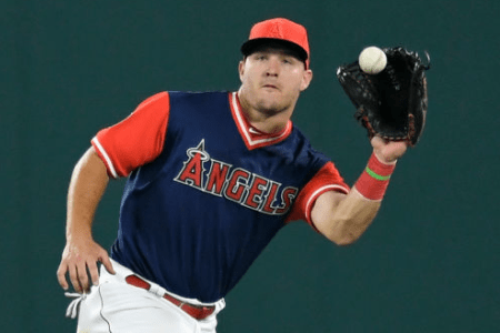 Mike Trout #27 of the Los Angeles Angels of Anaheim  (Photo by John McCoy/Getty Images)