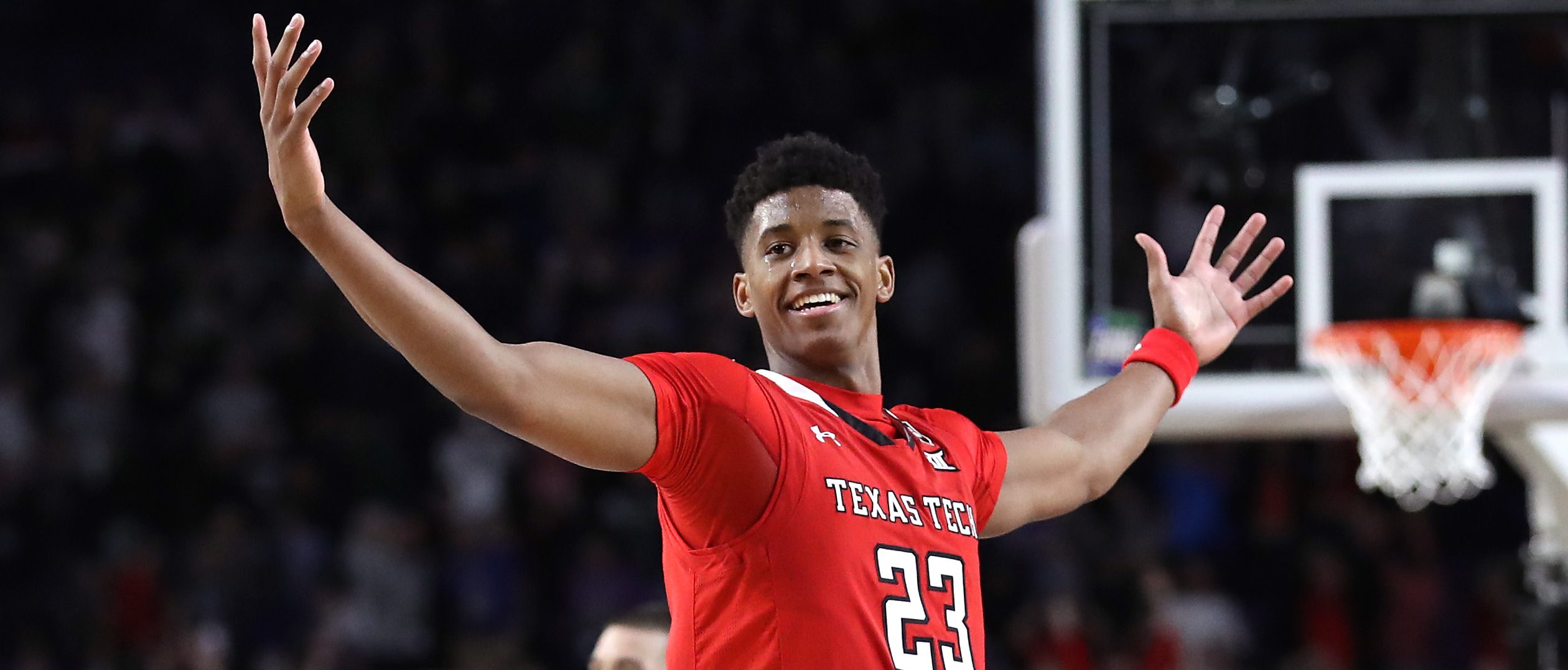 Jarrett Culver #23 of the Texas Tech Red Raiders celebrates during the 2019 NCAA Final Four semifinal Saturday. (Photo by Streeter Lecka/Getty Images)