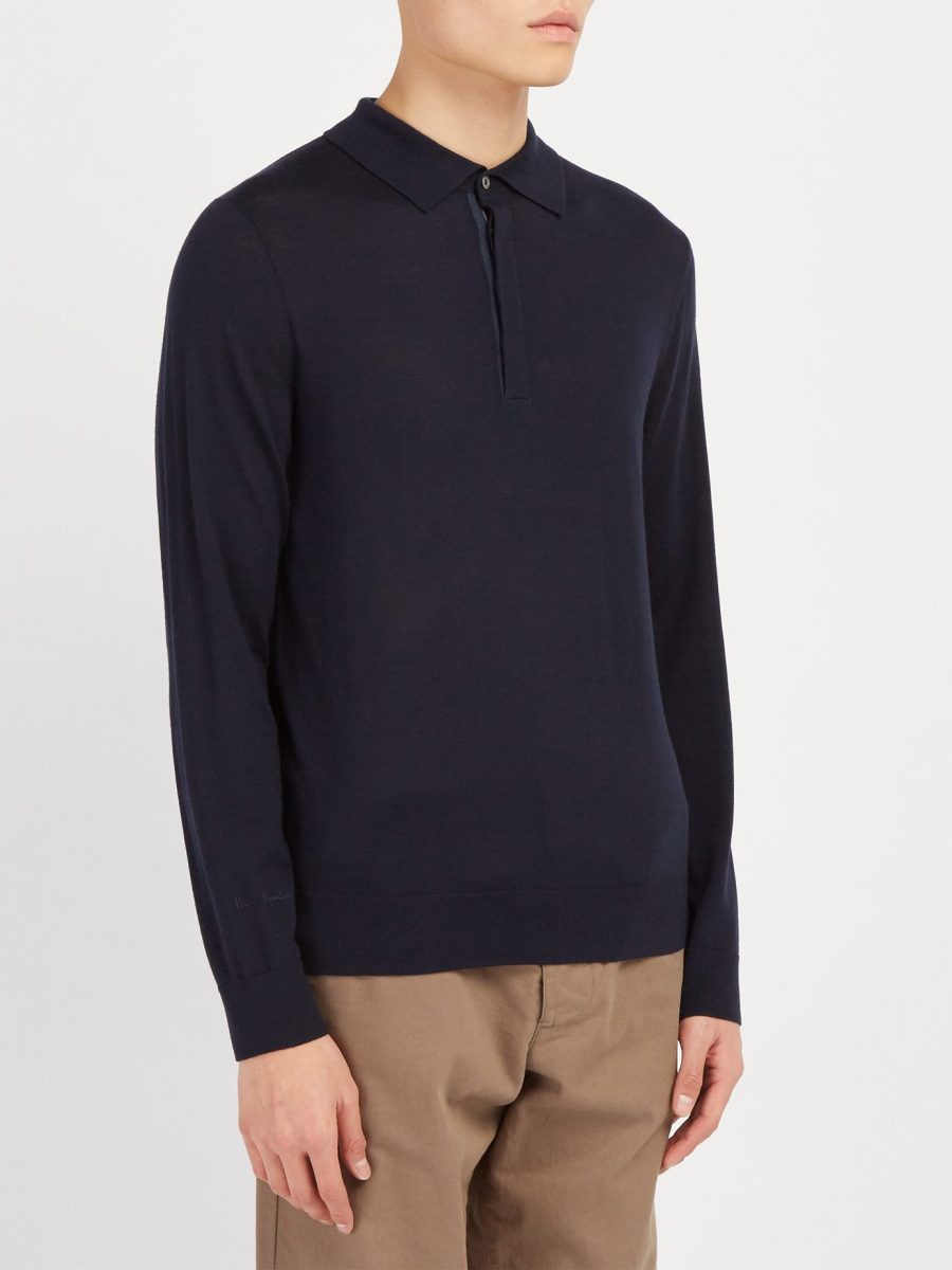 Long Sleeve Fine Knit Polo Shirt Paul Smith