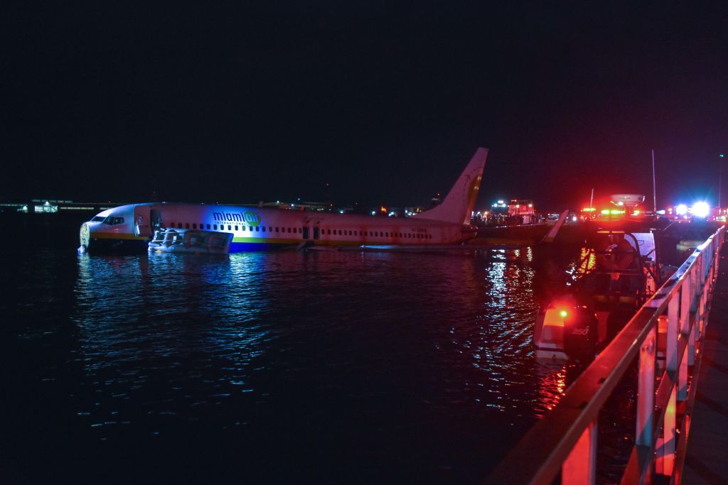 A Boeing 737 slid off a runway in Jacksonville, Florida. (Photo by U.S. Navy via Getty Images)