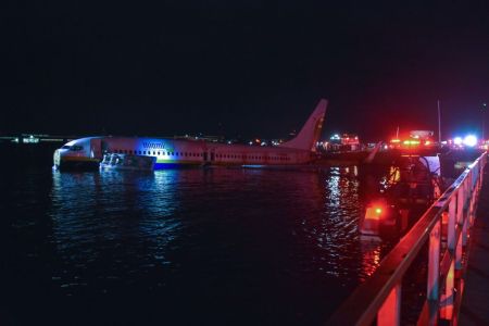 A Boeing 737 slid off a runway in Jacksonville, Florida. (Photo by U.S. Navy via Getty Images)