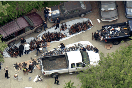 A huge collection of weapons were seized from an LA home Wednesday