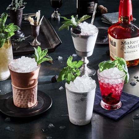 a number of different mint juleps created with Maker's Mark