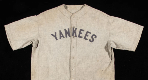 The rare Babe Ruth jersey which will be sold at auction. (Hunt Auctions)