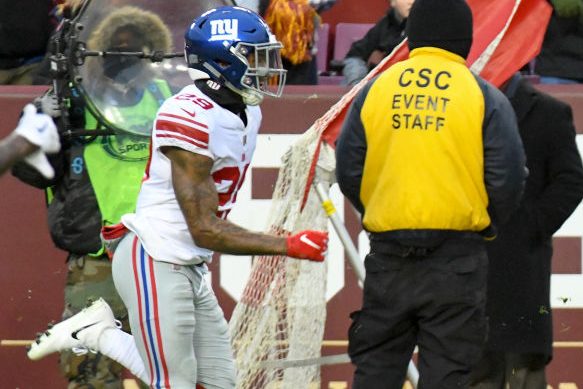 New York Giants cornerback Kamrin Moore in 2018. (Mark Goldman/Icon Sportswire via Getty)
