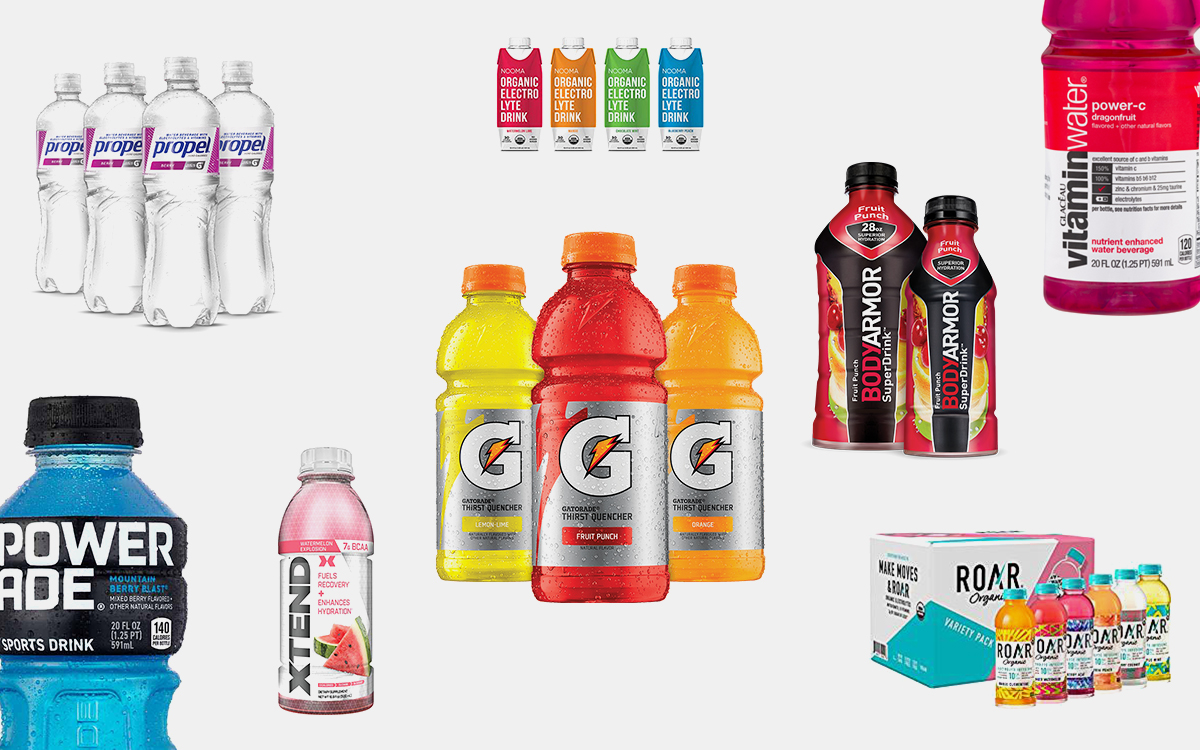A man drinking a sports drink out of a bottle. If you're looking for a healthier alternative to Gatorade, we have options.
