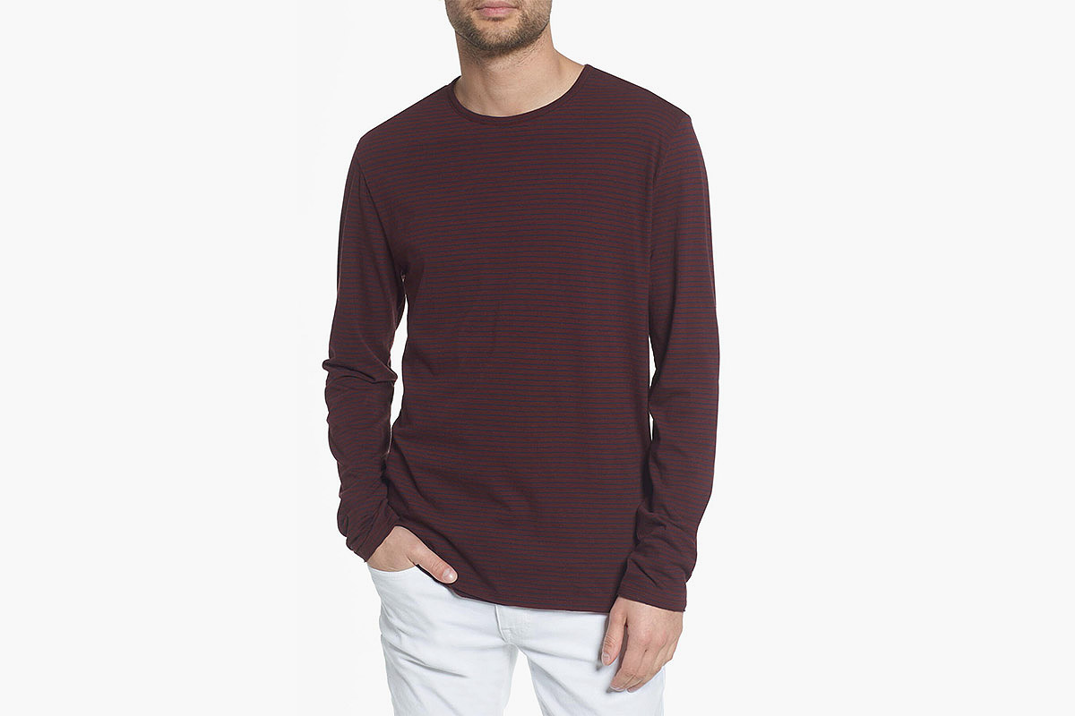 Vince Stripe Long Sleeve Crewneck T-Shirt