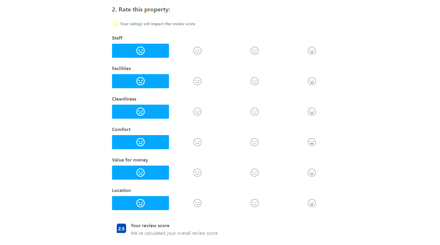 booking.com rating system