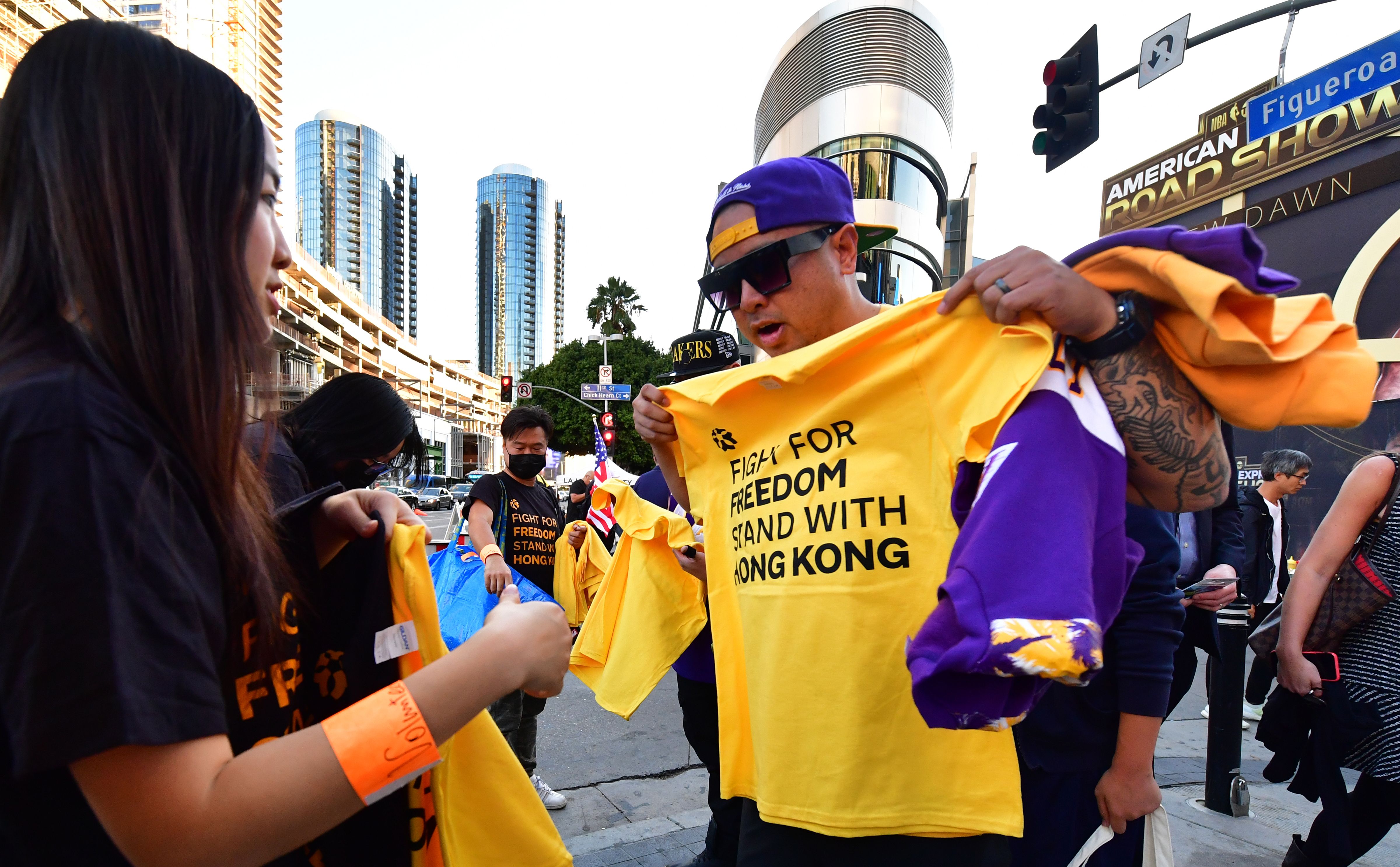 hong kong protest staples center