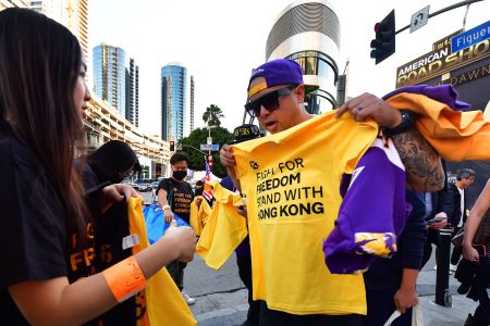 hong kong protest staples center