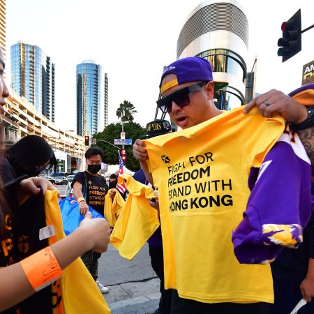 hong kong protest staples center