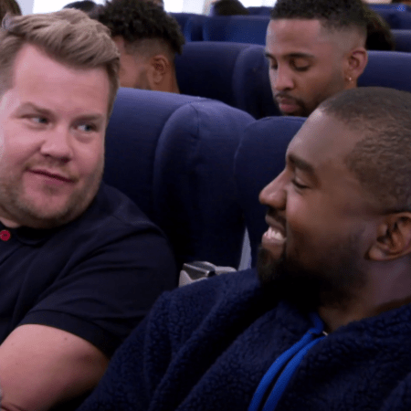 Watch: Kanye West Does "Carpool Karaoke" with James Corden (on an Airplane)