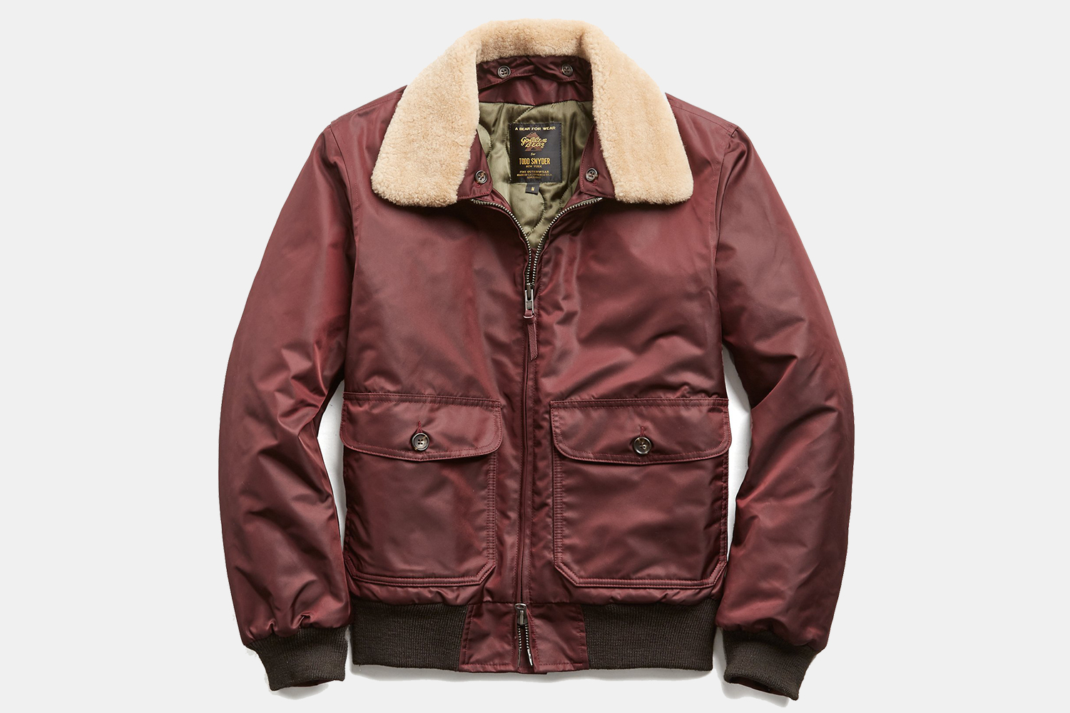 Todd Snyder Golden Bear Shearling-Collar Bomber Jacket