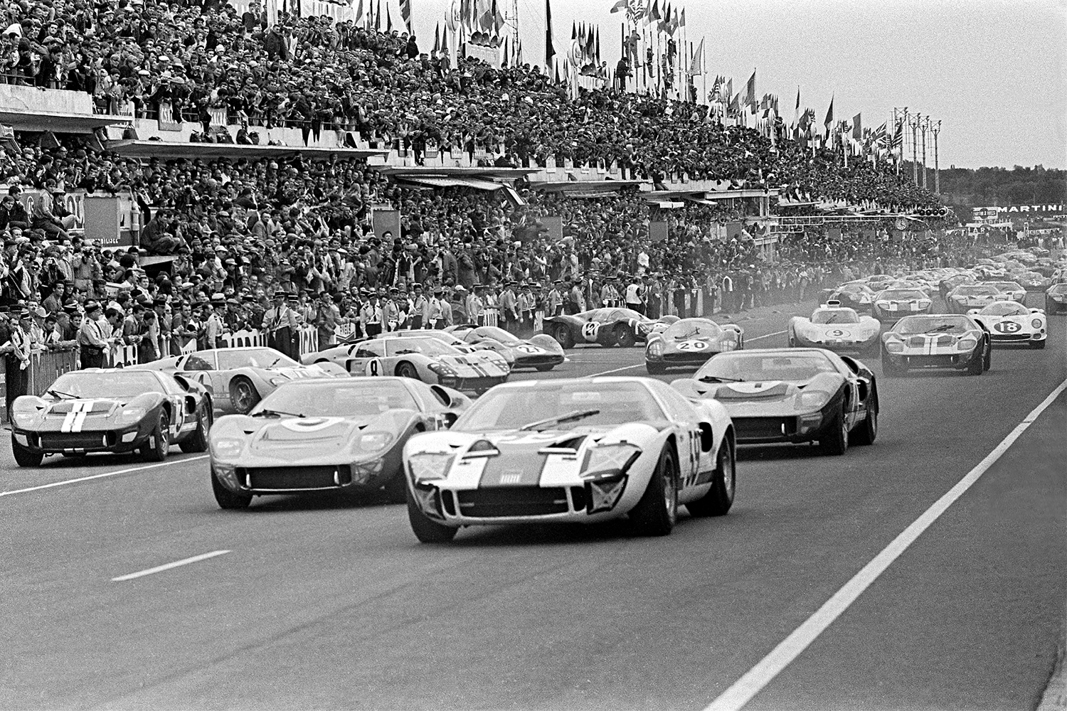 <strong>Other Cars</strong><br>Porsche 911S, Mini Marcos, Ferrari 250 LM, CD SP66, ASA GT RB613, Serenissima Spyder, Ferrari Dino 206 S, Bizzarrini P538 Sport and Bizzarrini P538 Super America. Want to see them all in action? <a href="https://vantage-bridge.live/article/vehicles/ford-ferrari-le-mans-documentary-youtube%22%3ECheck out this short documentary of the race</a> before seeing <em>Ford v Ferrari </em>in theaters.