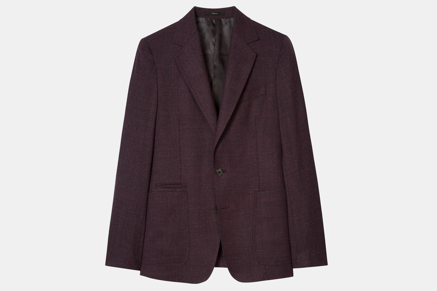 Paul Smith Men's Burgundy Textured Wool Buggy-Lined Blazer Discount