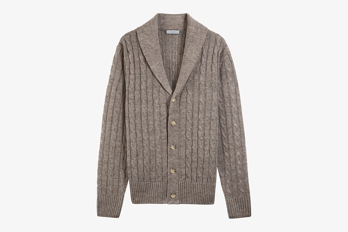 Brown Shawl Collar Cardigan