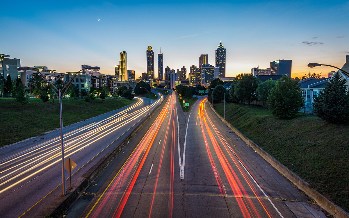 highway traffic into a city