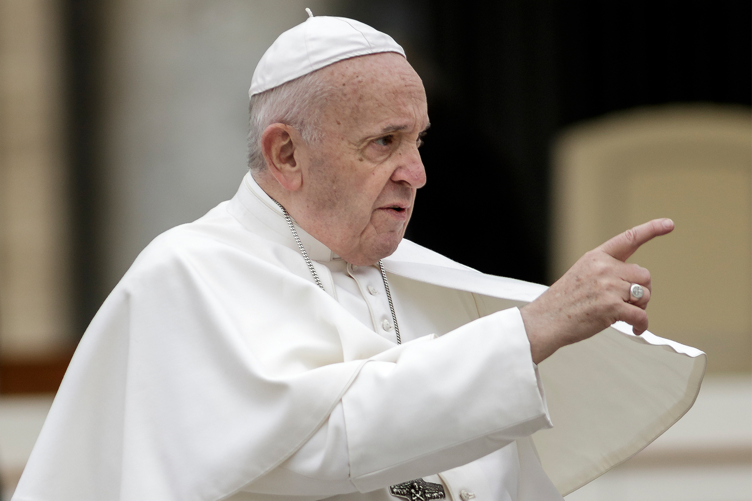 The Pope pointing his finger