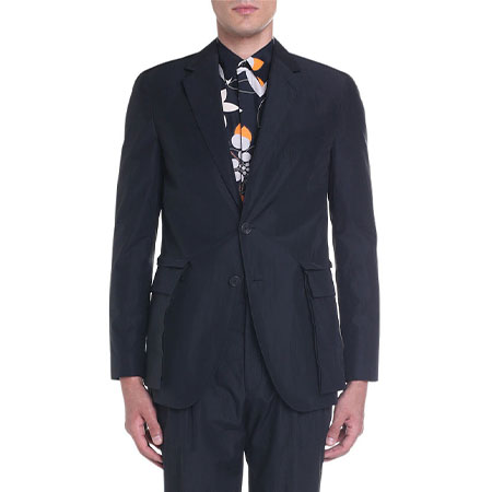 Cotton Two-Button Jacket with Detachable Pockets Fendi