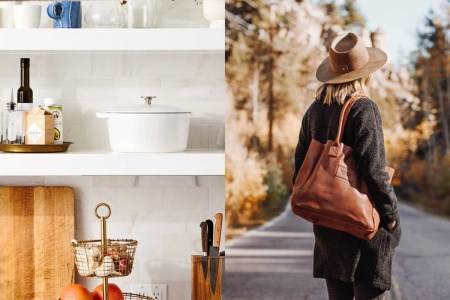 This V-day, she could be carrying this gorgeous full-grain leather tote bag or cooking with a  heritage-quality cast iron dutch oven