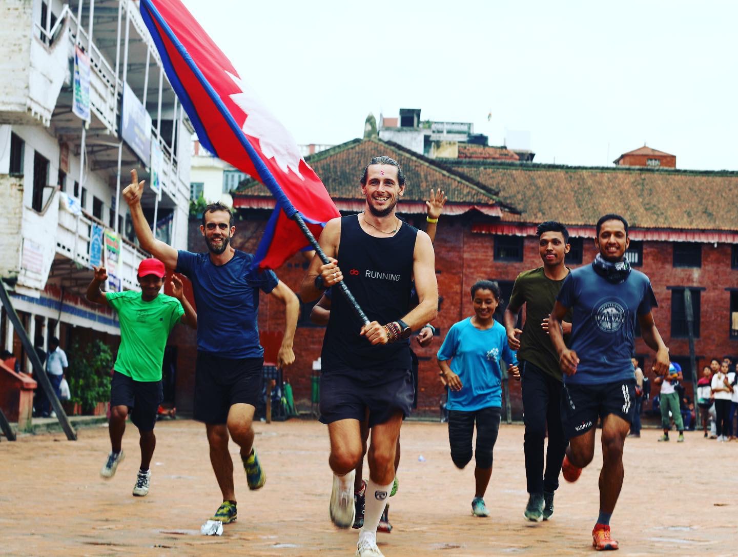 Nick Butter finishing a race in Nepal