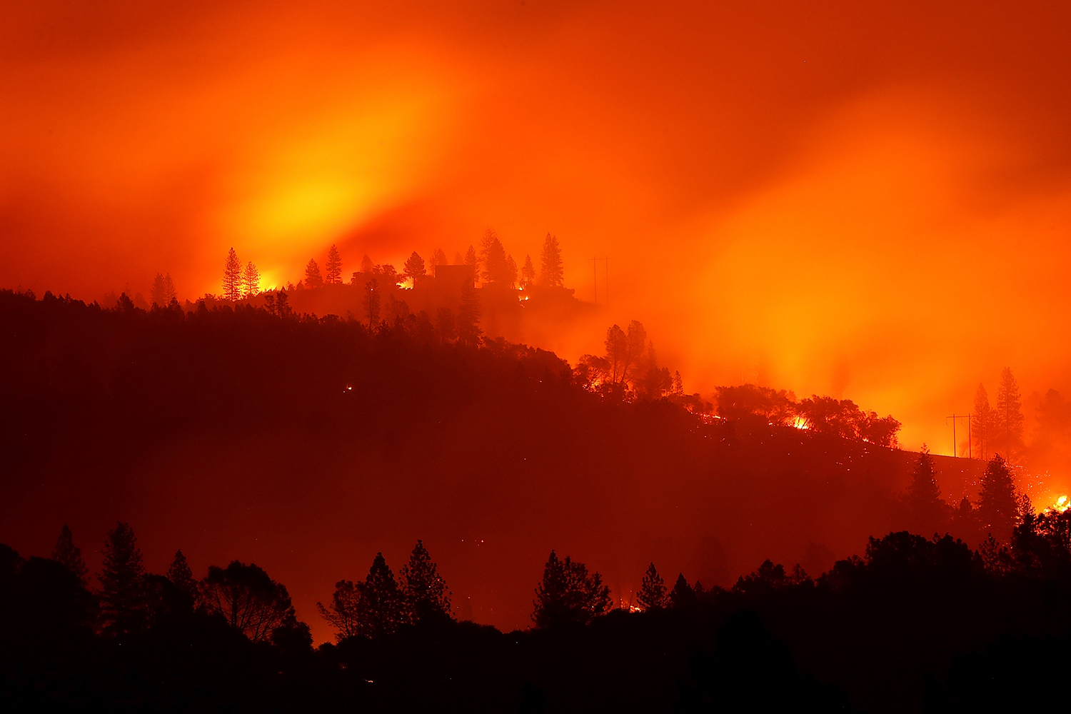 The Camp Fire wildfire in Oroville, California