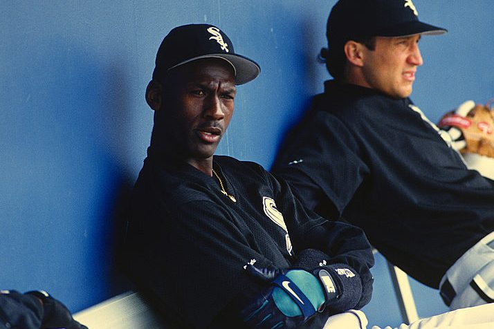 Michael Jordan #45 of the Birmingham Barons circa 1994. (Focus on Sport/Getty)