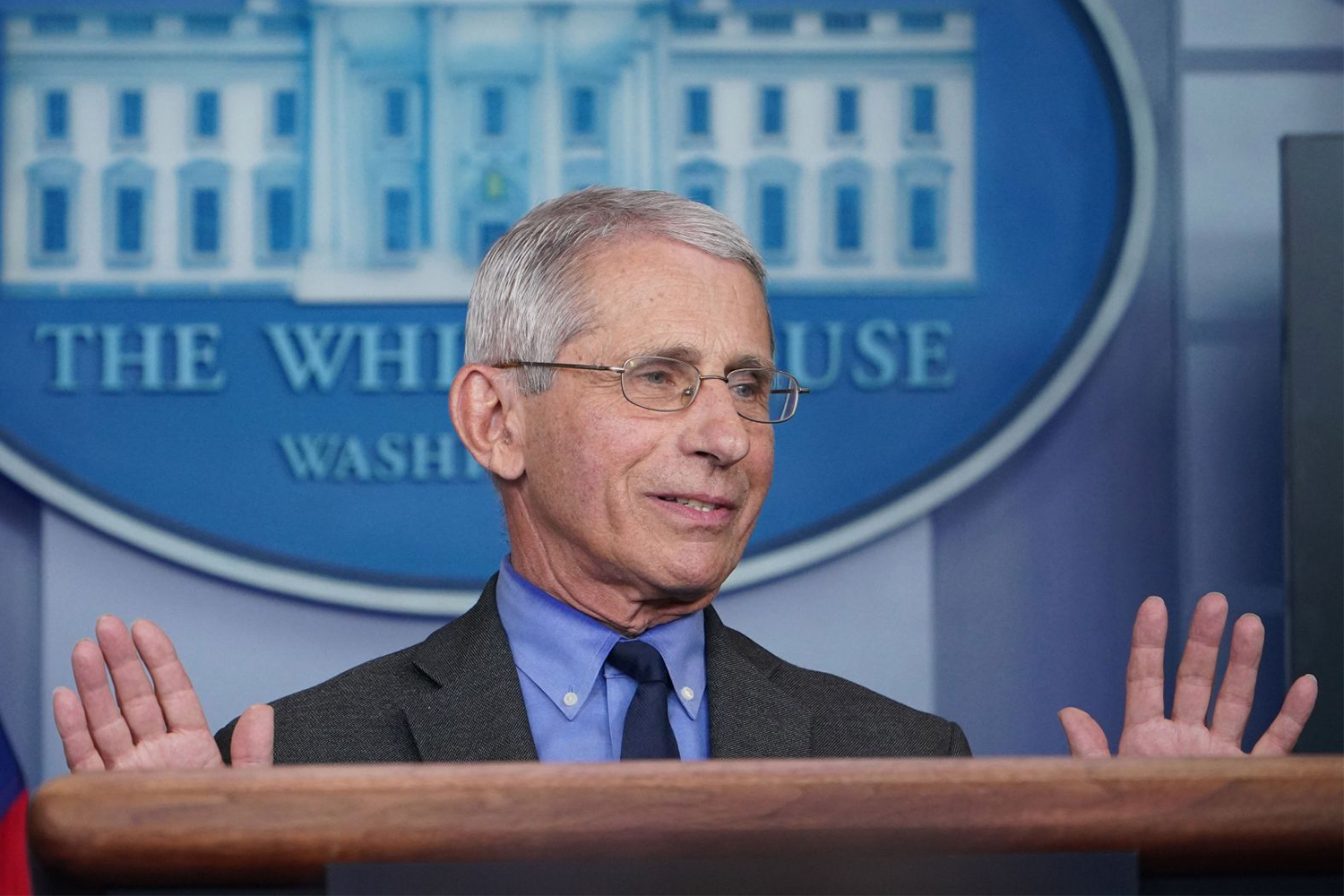 Dr. Anthony Fauci giving a coronavirus briefing