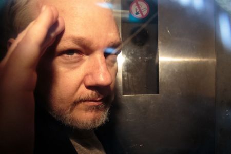 Wikileaks Founder Julian Assange leaves Southwark Crown Court in a security van after being sentenced on May 1, 2019 in London, England. (Photo by Jack Taylor/Getty Images)