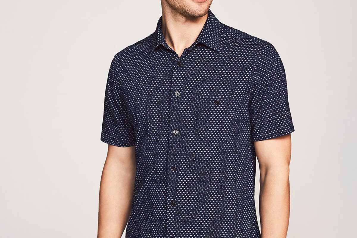 Short-Sleeve Knit Coast Shirt - Dark Indigo Fleck