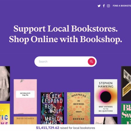 The front page of Bookshop.org, the anti-Amazon online bookseller