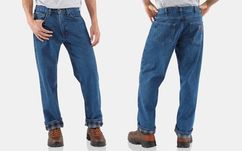Carhartt flannel lined jeans for men