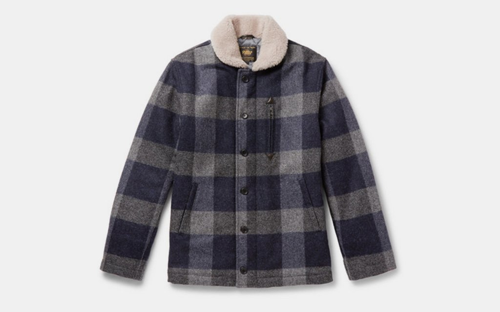 Golden Bear Shearling Trimmed Wool Coat
