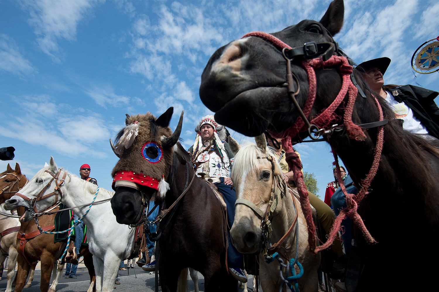 Indigenous leaders of the Cowboy and Indian Alliance protest