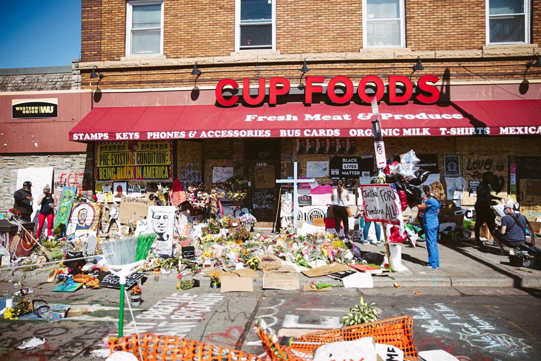 Art in support of George Floyd and the Black Lives Matter movement spreads from this epicenter.
