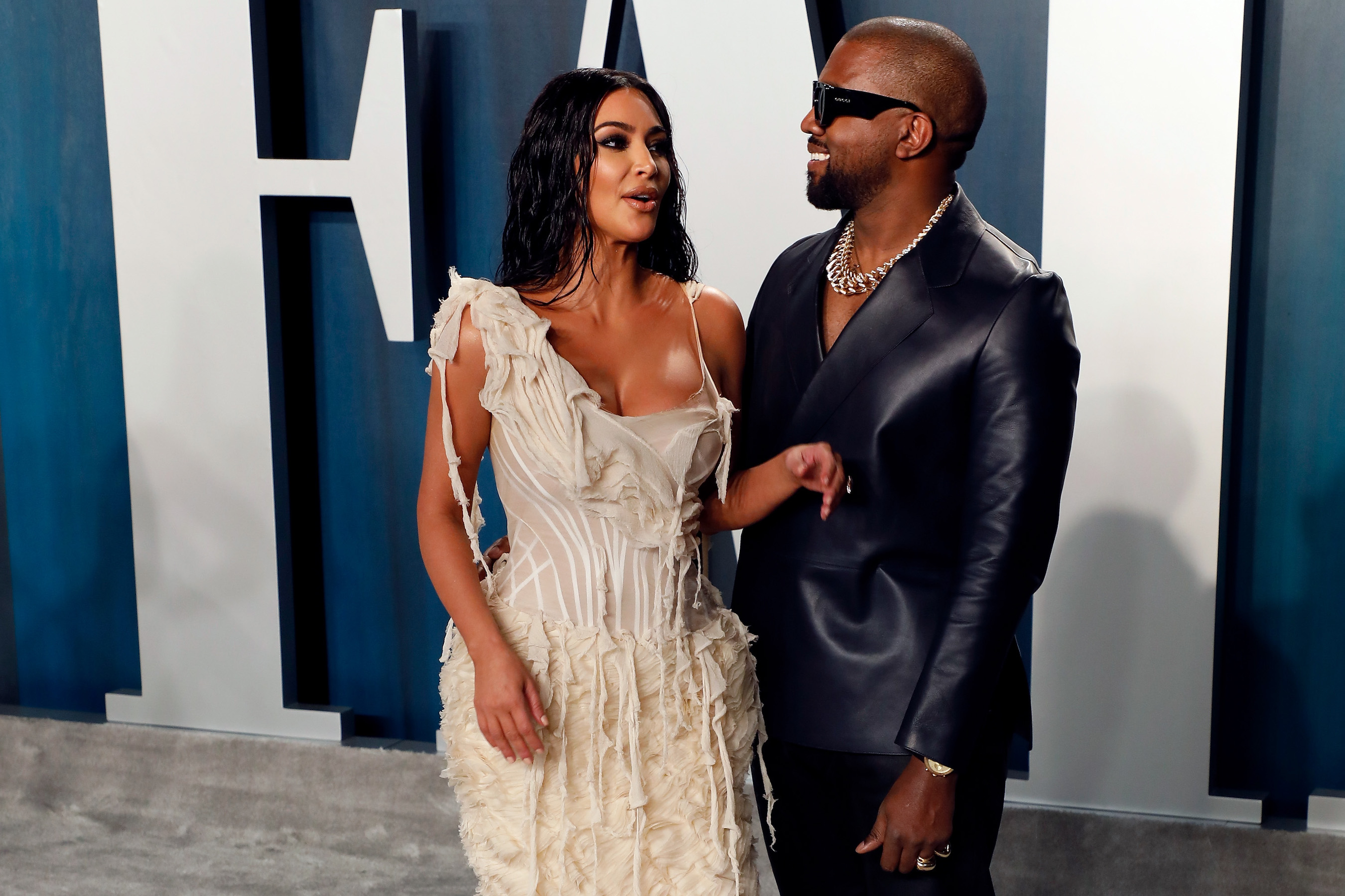 Kanye West and Kim Kardashian walk the red carpet